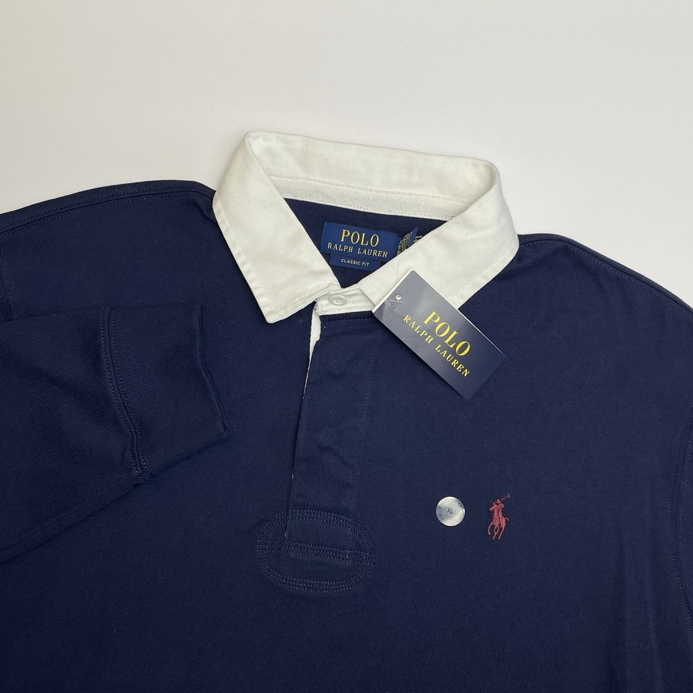 NEW Polo Ralph Lauren Rugby Shirt Mens XL Navy Blue Long Sleeve Classic Fit Pony